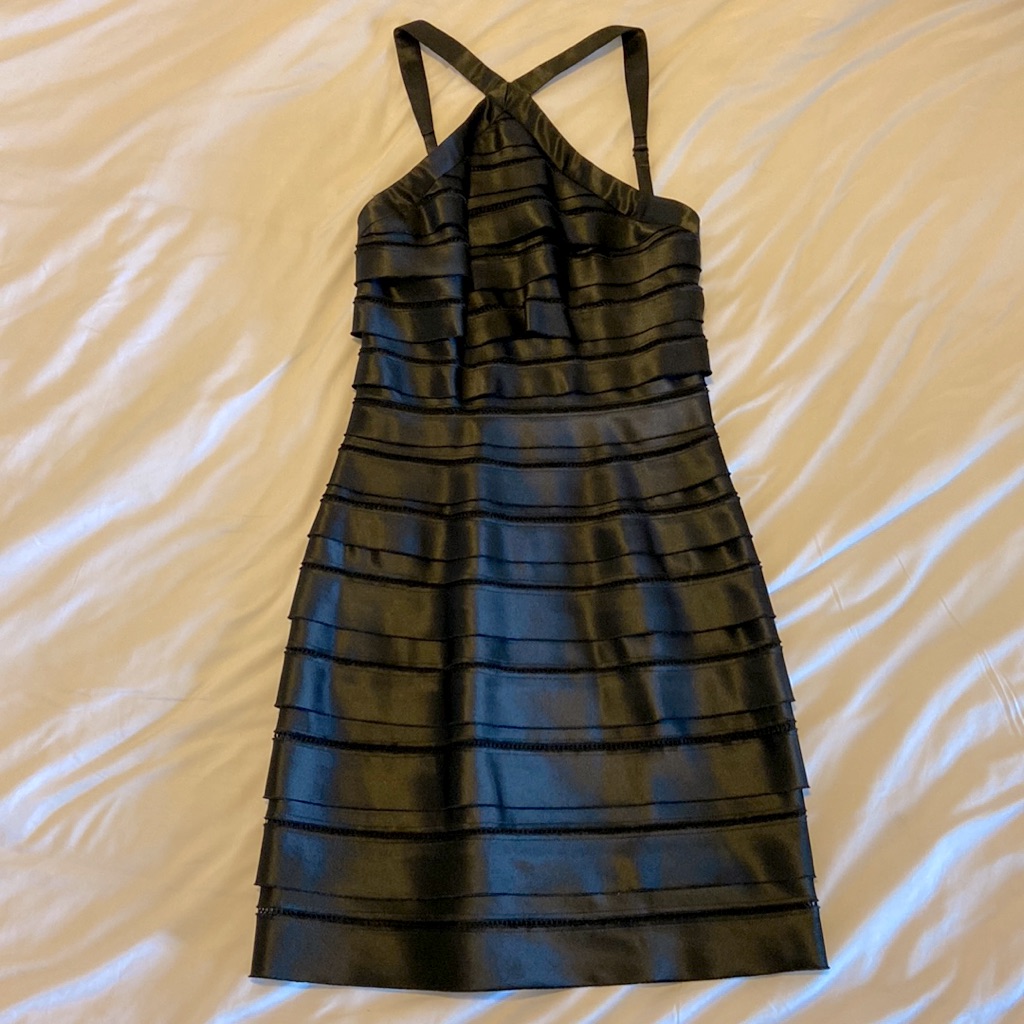 Bcbgmaxazria Black Satin Dress